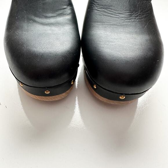 J. Crew Black Leather Clogs Size 9 Style AQ675 - Picture 3 of 11